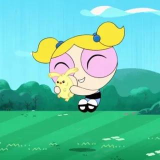 ❄️ Bubbles The Powerpuff Girls пузыри, Суперкрошки, мультфильм, милый, жёлтый, животное, персонаж telegram sticker