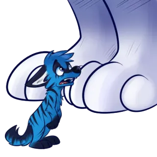😨 卡通, 蓝色, 动物, 哺乳动物, 角色, 恐惧, 毛茸茸 telegram sticker
