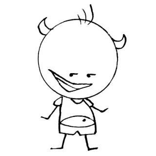 😡 Dibujo animado, Personaje, Diablo, Cuernos, Ilustración, Dibujo whatsapp sticker
