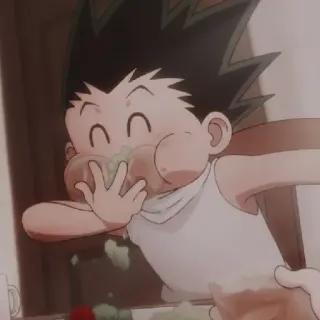 🍝 Gon Freecss Hunter x Hunter anime, gon freecss, hunter x hunter, eating, cartoon, cute telegram sticker