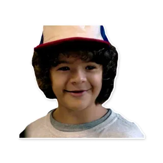 😃 Dustin Henderson Stranger Things Dustin, Stranger Things, personage, jongen, krullend haar, pet whatsapp sticker