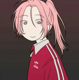 ✌️ adidas anime, pink hair, cartoon, adidas, character, teen telegram sticker