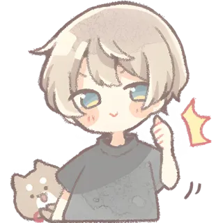 👍 อนิเมะ, เด็กผู้ชาย, สุนัข, น่ารัก, สติกเกอร์ telegram sticker