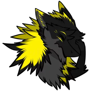 👎 lupo, furry, antro, animale, giallo, nero, arte, disegno whatsapp sticker