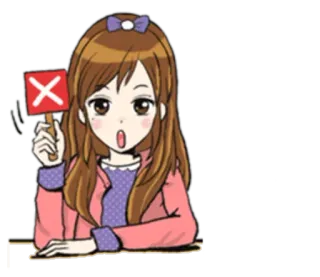 ❌ anime, cartoon, woman, red x, fail, negative telegram sticker
