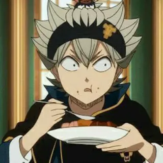 🐾 Asta Black Clover anime, black clover, asta, eating, funny telegram sticker