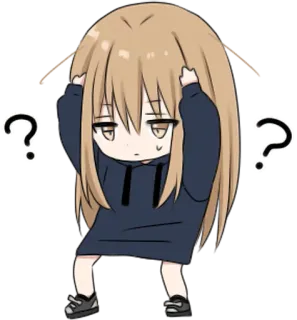 ❓ 动漫, 问题, 困惑, 卡通, 女孩, Q版, 可爱, 不确定 whatsapp sticker