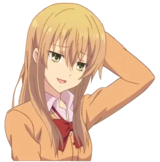 😅 anime, ragazza, bionda, uniforme scolastica, cartone animato, personaggio telegram sticker
