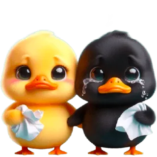 😩 و patito, llorando, triste, dibujos animados, lindo, ilustración, animal telegram sticker