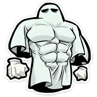 👻 fantasma, músculo, dibujo animado, gracioso, fuerte, lámina, disfraz telegram sticker