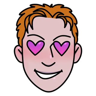 💜 amor, olhos de coração, desenho animado, rosto, sorrindo, afeição telegram sticker