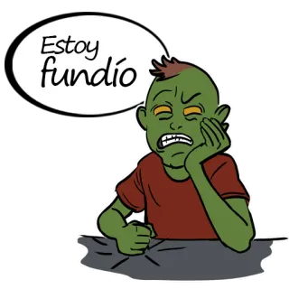 🤯 Estoy fundío verde, cansado, entediado, frustrado, desenho animado, expressão, exausto telegram sticker