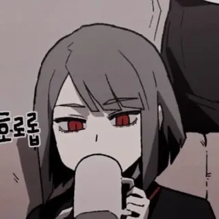 ⌛️ 흐로롭 anime, girl, drinking, tired, manga, cup, cartoon telegram sticker
