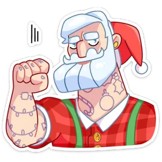 👊 Santa Claus Père Noël, Noël, fêtes, festif, dessin animé telegram sticker