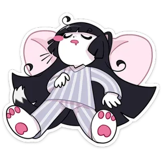 😴 gatto, dormire, pigiama, cartone animato, sonno, carino, animale, stanco whatsapp sticker
