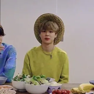 🐚 Jimin Jimin, BTS, K-pop, cantante, cappello whatsapp sticker