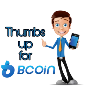 👍 Thumbs up for Bcoin Pollice in su, Bcoin, Cartone animato, Criptovaluta, Affari, Successo telegram sticker