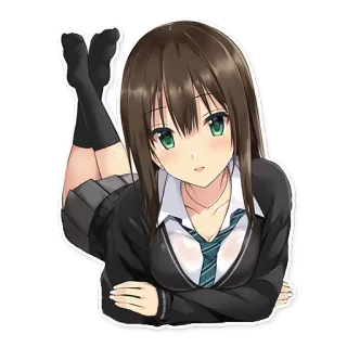 🙂 Anime, Chica, Uniforme escolar, Linda, Dibujos animados, Personaje telegram sticker