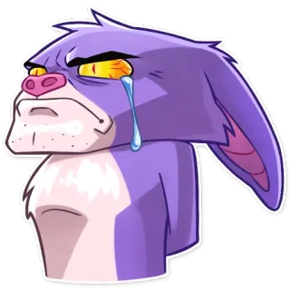 😢 Мультик, Кролик, Плачущий, Фиолетовый, Грустный, Расстроенный telegram sticker
