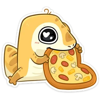 🍕 lizard, pizza, cartoon, food, animal, cute, kawaii telegram sticker