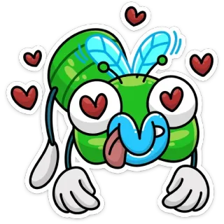 🥰 lalat, kartun, hati, cinta, stiker whatsapp sticker