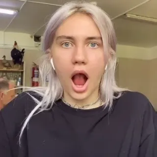 😮 sorprendido, boca abierta, adolescente, impactado, chica, wow, expresión telegram sticker