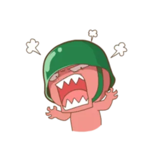 😡 angry, cartoon, military, helmet, shouting, war whatsapp sticker