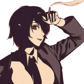 😍 chica anime, dedo corazón, gesto ofensivo, mujer, traje telegram sticker