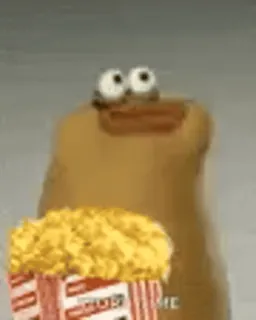 🤍 pop-corn, snack, nourriture, animé, personnage, yeux whatsapp sticker