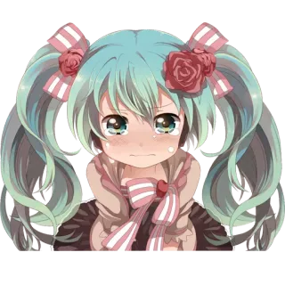 😭 Anime Mädchen, weinen, Illustration, süß, pastell telegram sticker