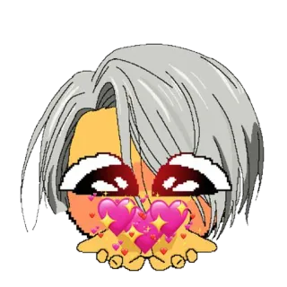 😇 emoji, love, hearts, anime, sticker, emoticon telegram sticker