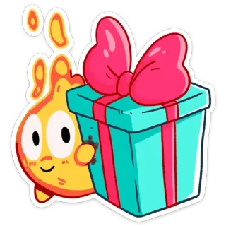 🎁 personnage, cadeau, noeud, mignon, présent whatsapp sticker