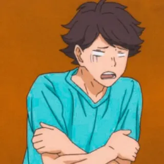 🦉 Oikawa Tooru Haikyuu!! Аниме, Haikyuu, Ойкава Тоору, встревоженный, Мультфильм telegram sticker