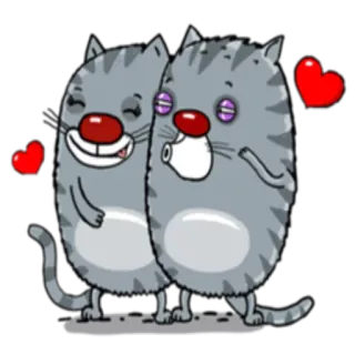 ❤️ 고양이, 사랑, 하트, 커플, 귀여운, 만화 telegram sticker