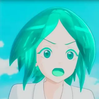😱 anime, character, portrait, expression, green hair, shocked telegram sticker