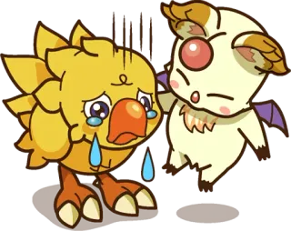😢 โชโคโบะ, ม็อก, ไฟนอลแฟนตาซี, วิดีโอเกม, น่ารัก, คาวาอิ telegram sticker
