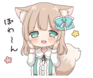 ☺️ ぽわわ〜ん Garota anime, Kawaii, Fofo, Chibi, Orelhas de gato, Adesivo whatsapp sticker
