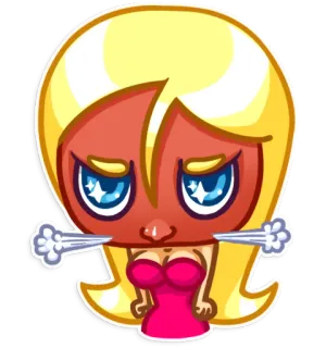 😡 angry, cartoon, emoticon, blonde hair, woman, steaming telegram sticker