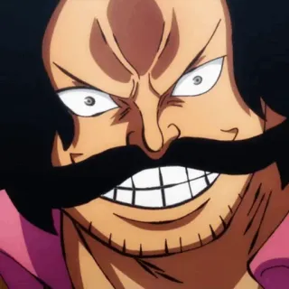 👑 Gol D. Roger One Piece Anime, One Piece, Gol D. Roger, Re dei pirati, Roger, Arrabbiato, Baffi telegram sticker