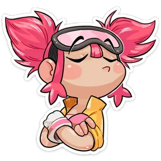 😐 sticker, dessin animé, cheveux roses, personnage, mignon, fille telegram sticker