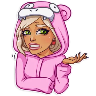 🤷 wanita, merah muda, hoodie, imut, kartun, gadis, emoji, ilustrasi telegram sticker