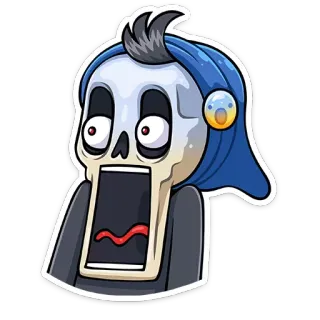 😱 kerangka, kartun, malaikat maut, takut, terkejut, horor, kematian whatsapp sticker