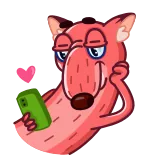 🥰 cartone animato, cane, telefono, amore, rosa, animale telegram sticker
