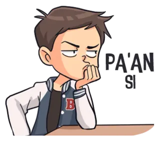 😒 PA'AN SI Dessin animé, Garçon, Penser, Autocollant telegram sticker