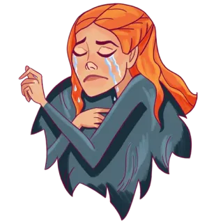 😭 huilen, verdrietig, tranen, emotioneel, vrouw, cartoon telegram sticker