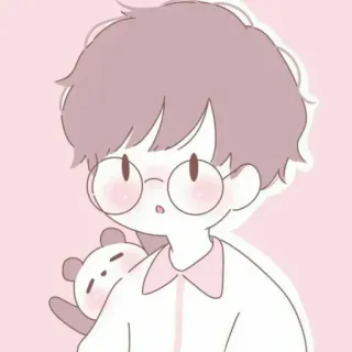 😐 漫画, 可愛い, 男の子, メガネ, テディベア telegram sticker