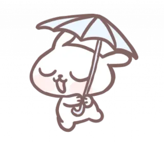🎀 thỏ, dễ thương, ô, kawaii telegram sticker