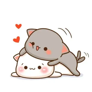 🐱 chat, mignon, kawaii, chaton, coeurs, dessin animé, enjoué telegram sticker