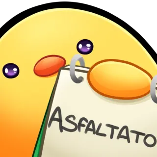 🐤 ASFALTATO dibujo animado, personaje, amarillo, asfalto, nota, dibujo, pegatina whatsapp sticker