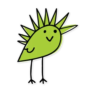 😈 새, 초록색, 스티커, 만화, 귀여운, 동물 telegram sticker